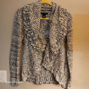 Grace Elements Womens Cardigan Chunky Sweater Gray Long Sleeve SMALL